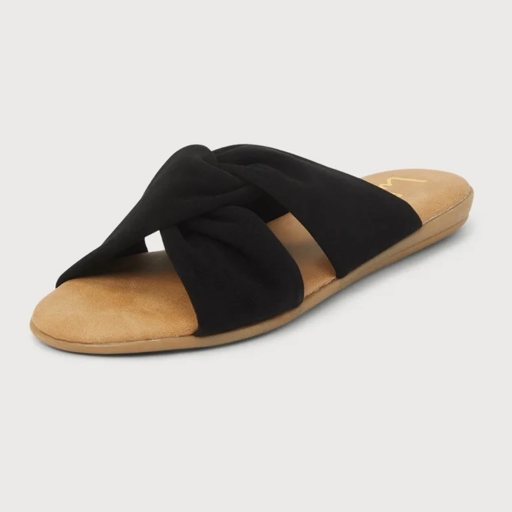 NWT Size 7 Lulus Santana Black Suede Slide Sandals - Picture 3 of 5